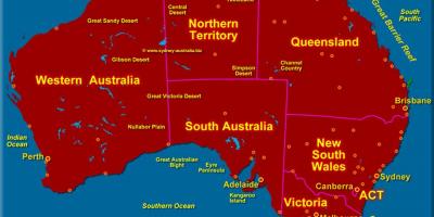 Australia kartta - Kartat Australia (Australia ja Uusi - Seelanti- Oseanian)